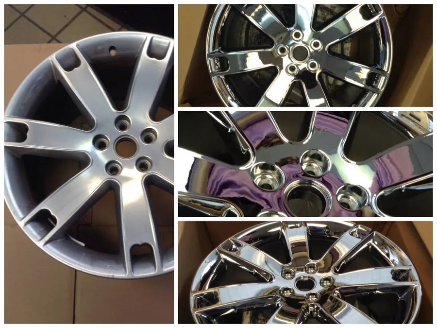 Chrome plating transformation — before and after, Footworks Custom Wheels Jacksonville