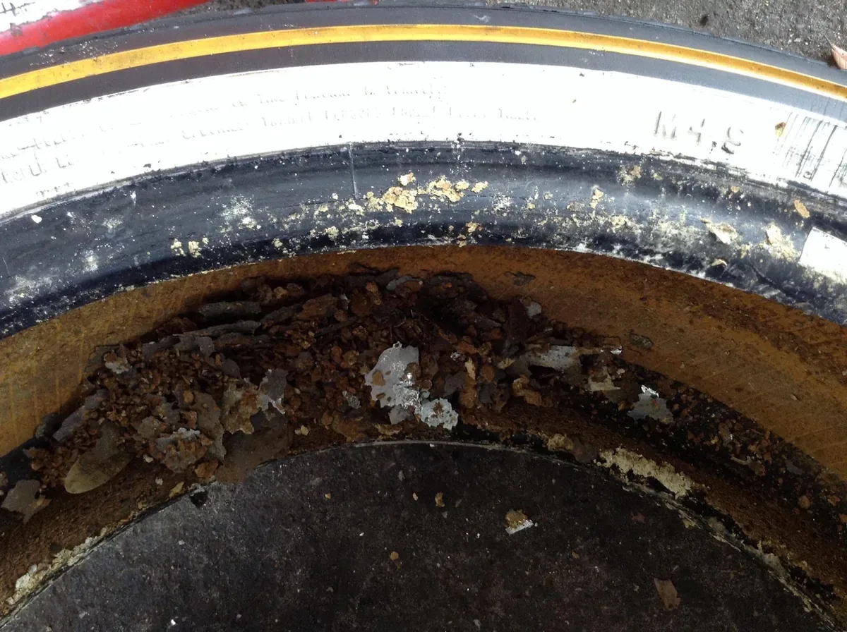 Flaked chrome bead corrosion — wheel repair specialists at Footworks, Jacksonville FL